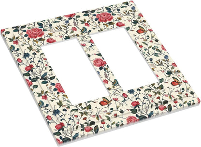 Decorative Outlet Covers Vintage Flowers Rose Leaf Bird Butterfly 2 Gang Double GFCI Rocker