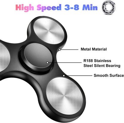 Fidget Spinners Toy, 3-8 Min Spins Time Stainless Steel Bearing Metal Fidget Spinner, EDC ADHD