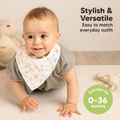 8-Pack Organic Baby Bandana Bibs for Girls - Super Absorbent Triangle Baby Bibs for Drooling and