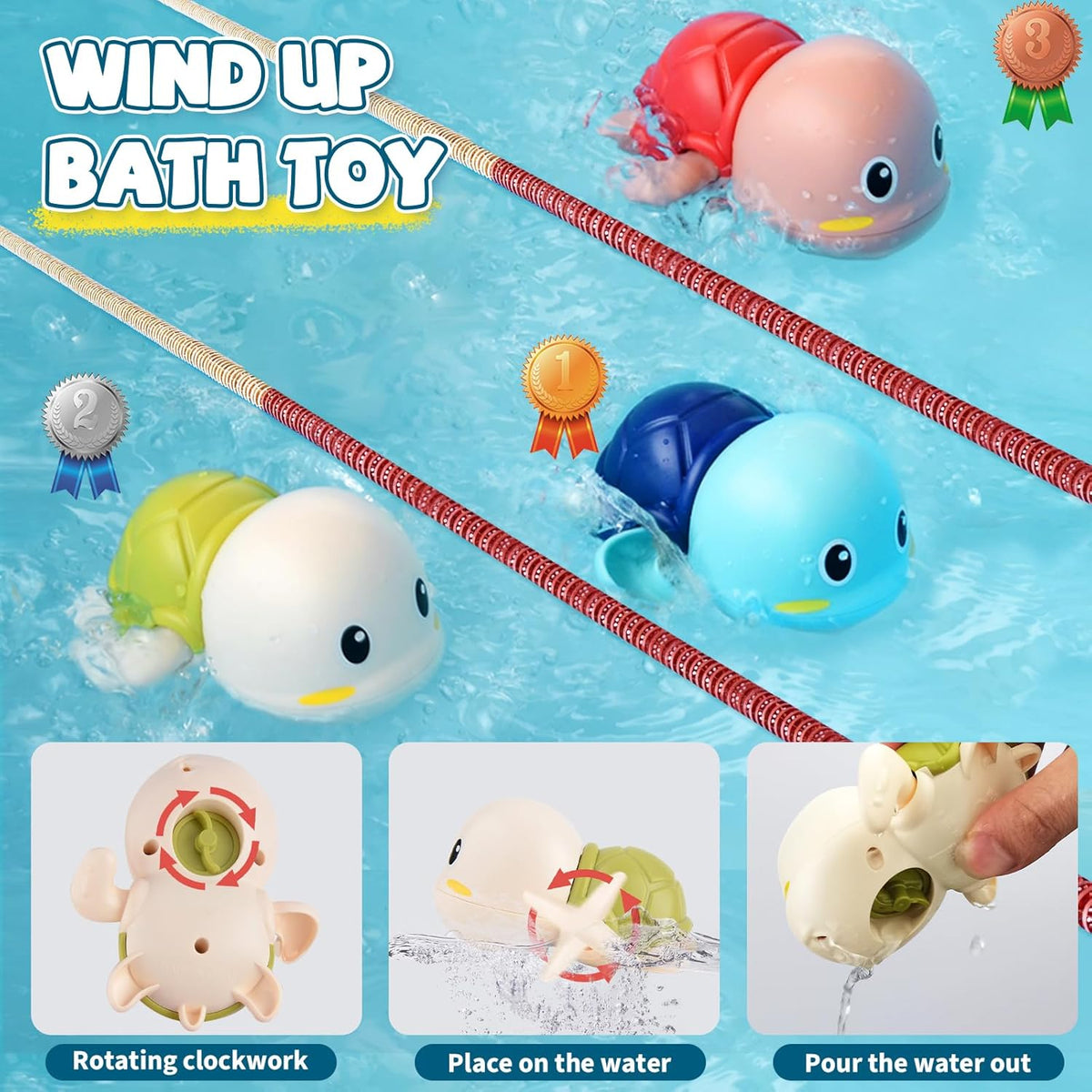 Baby Bath Toys for Toddlers 1-3, Kid Bathtub Toy with 36 Foam Bath Letter & Number, Fishing Games