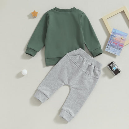 Baby Boy Clothes Fall 6 12 18 24 Months Football Long Sleeve Pullover Tops & Pant Sets Toddler