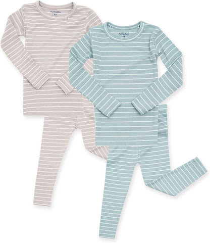 AVAUMA Stripe Pattern Baby Boys Girls Pajama Set Kids Toddler Snug fit Ribbed Sleepwear pjs for