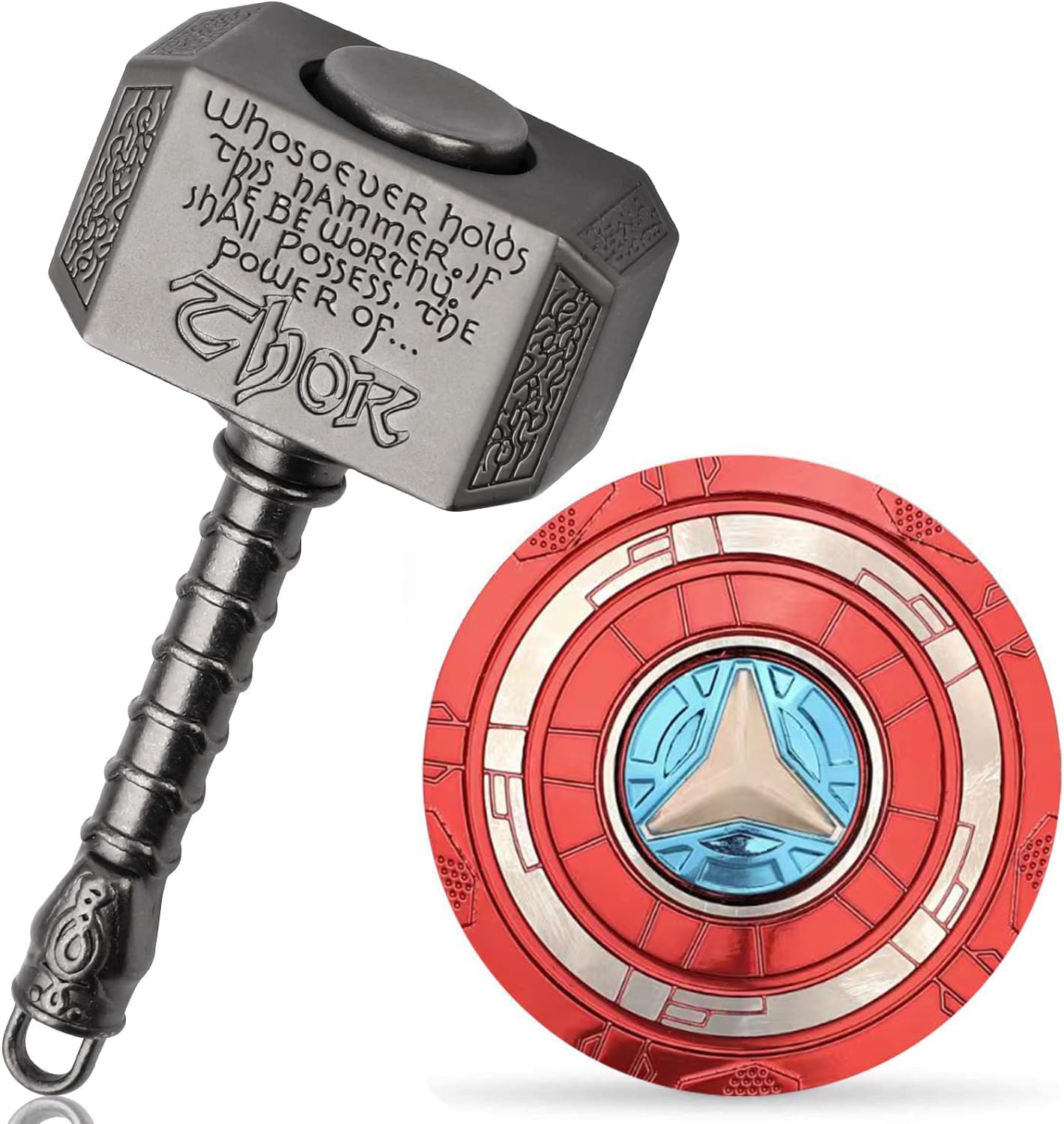 Transformable Fidget Spinner, Metal Hand Hammer Fidgit Toy for Kids Adults, Cool Shield Chain