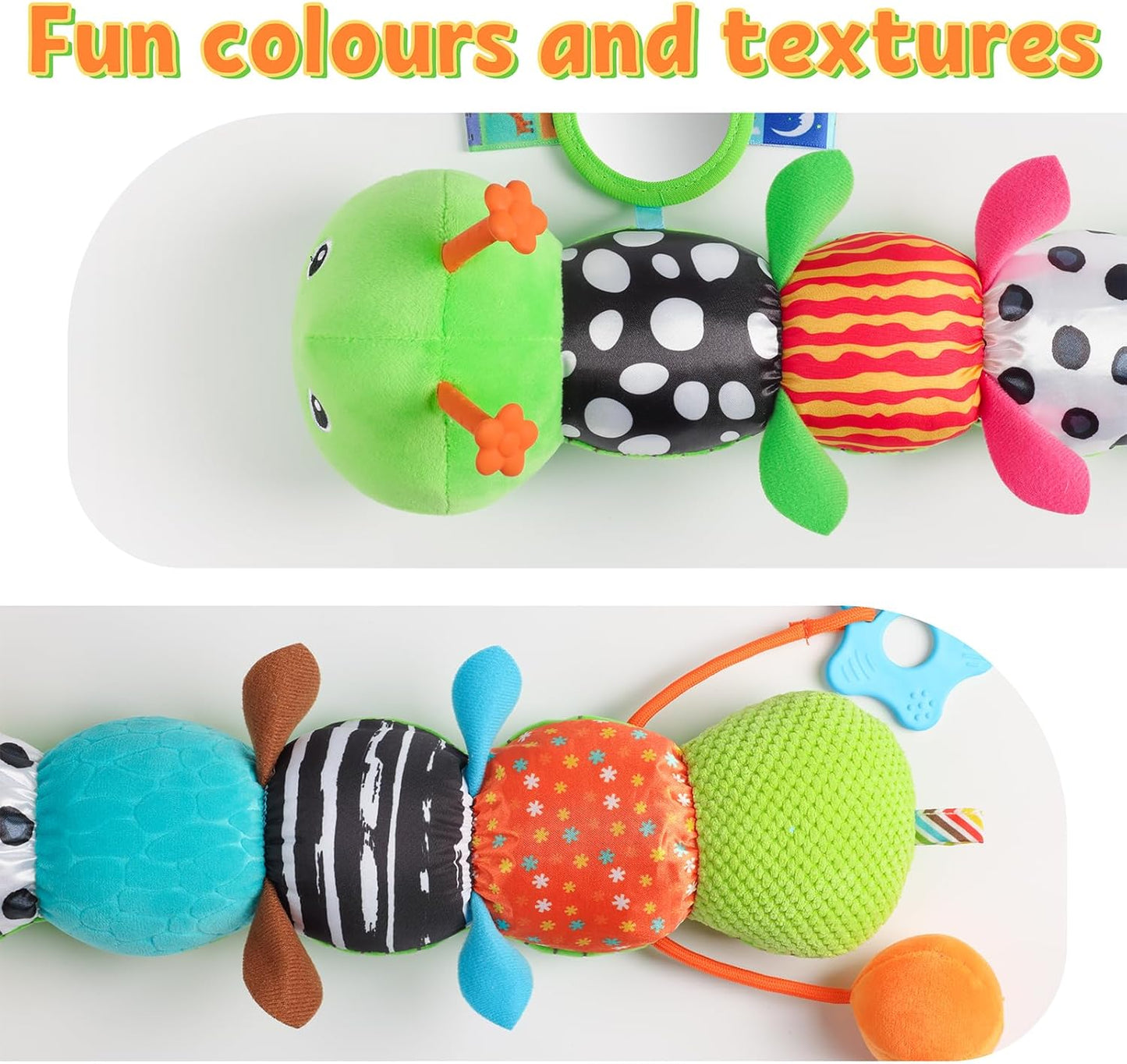 LIGHTDESIRE Baby Toys Musical Caterpillar,Infant Toys Stuffed Animals with Ruler Design,Mirror,Pull