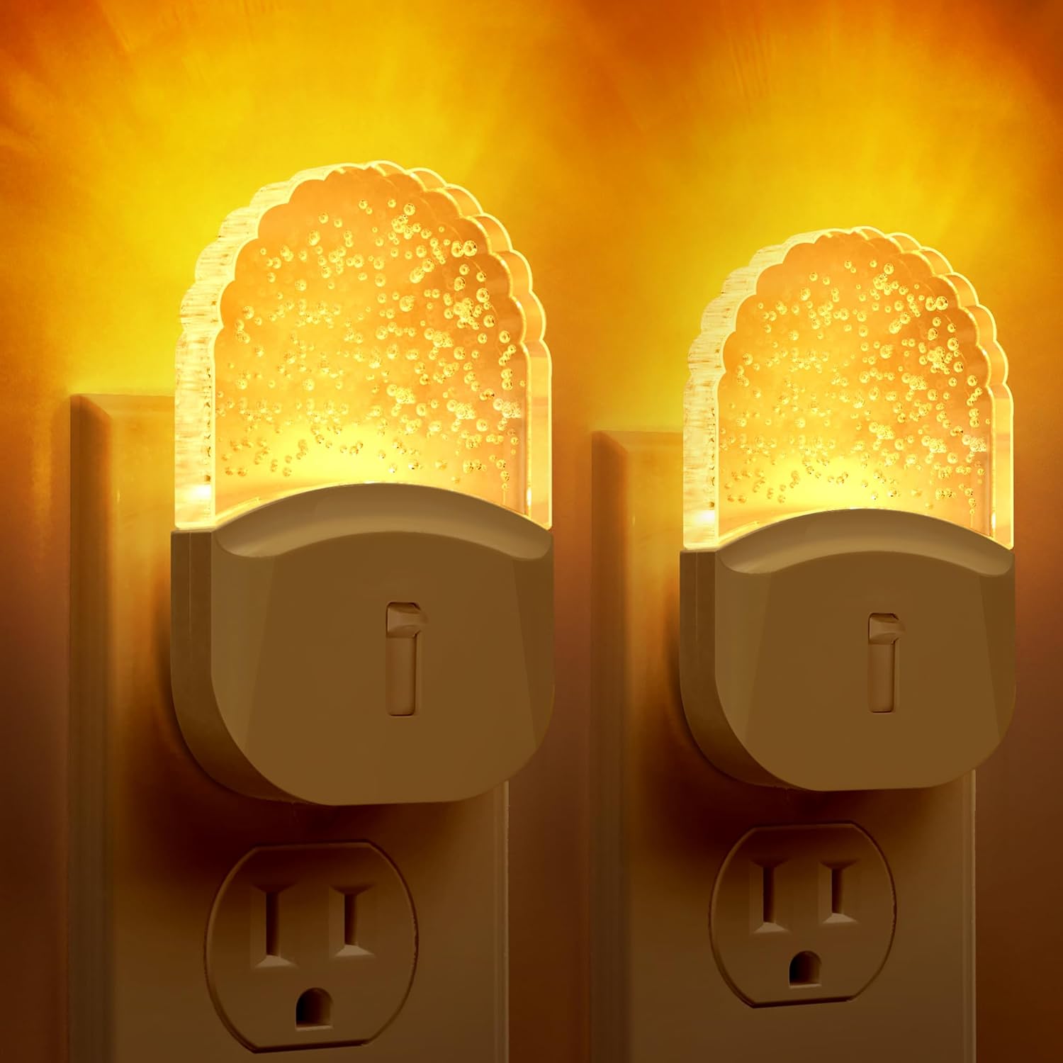 Briignite Led Night Light, Night Lights Plug into Wall, Night Light for Kids 2Pack, Amber Yellow