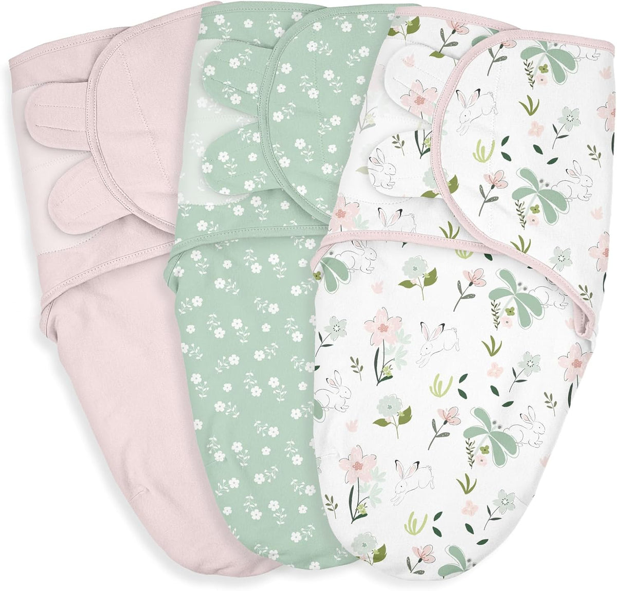 Baby Swaddle Sacks, 3-Pack Newborn Organic Cotton Swaddle Wrap, Adjustable Swaddling Blankets