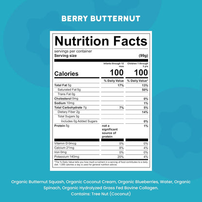 Serenity Kids 6+ Months Dairy Free Smoothie Baby Food - USDA Organic - Grass Fed Collagen Protein