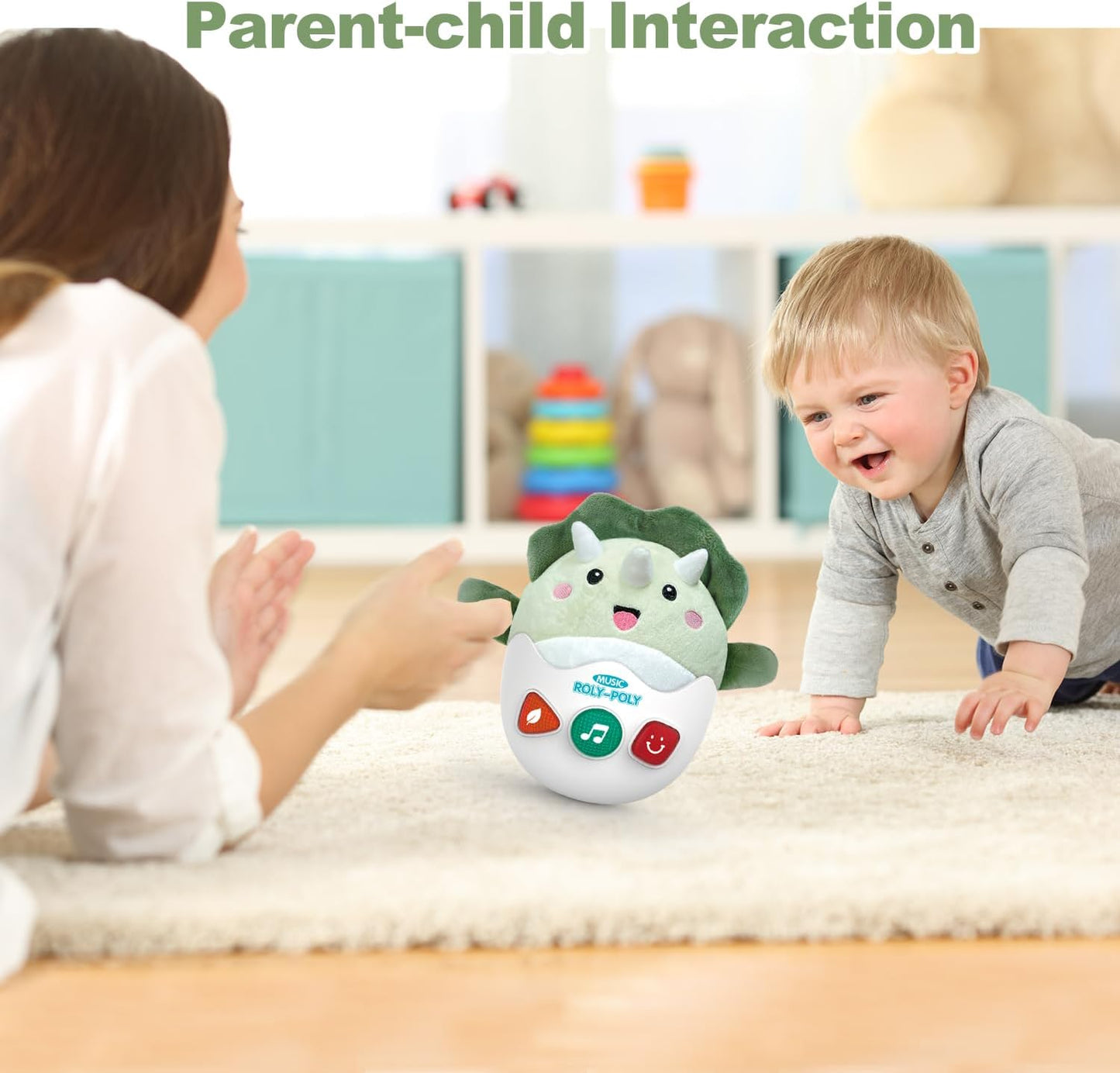 Baby Dinosaur Toys 0-3-6-12 Months, Musical Infant Toys with Light & Sounds, Soft Plush Stuffed