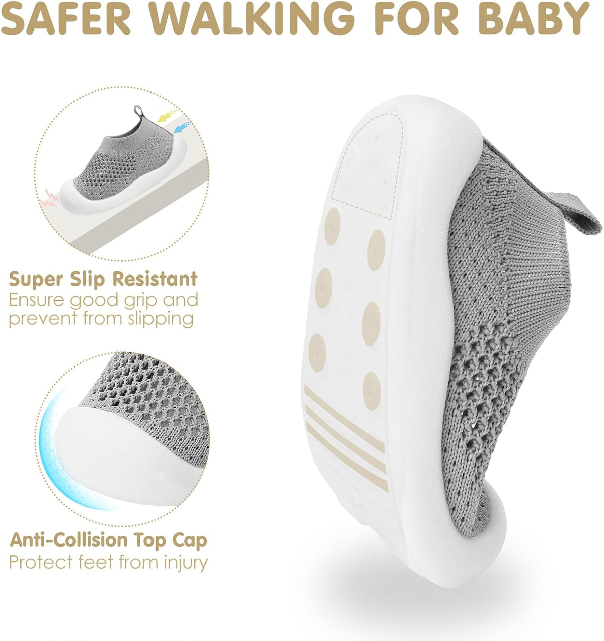 Baby Walking Shoes Toddler Girl Boy Soft Sole Breathable Mesh Slip on Summer Wide Shoes Infant