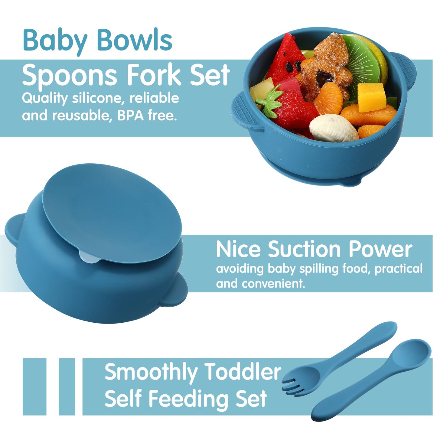 CHENGU Baby Toddler Plates and Bowls Set with Suction