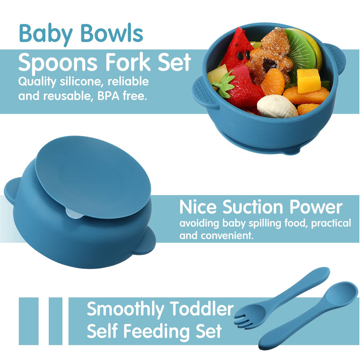 CHENGU Baby Toddler Plates and Bowls Set with Suction