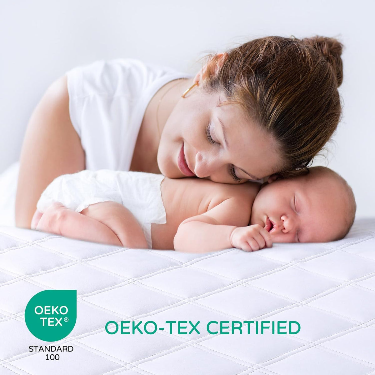 Yoofoss Waterproof Crib Mattress Protector, Quilted Crib Mattress Pad Cover Ultra Soft and