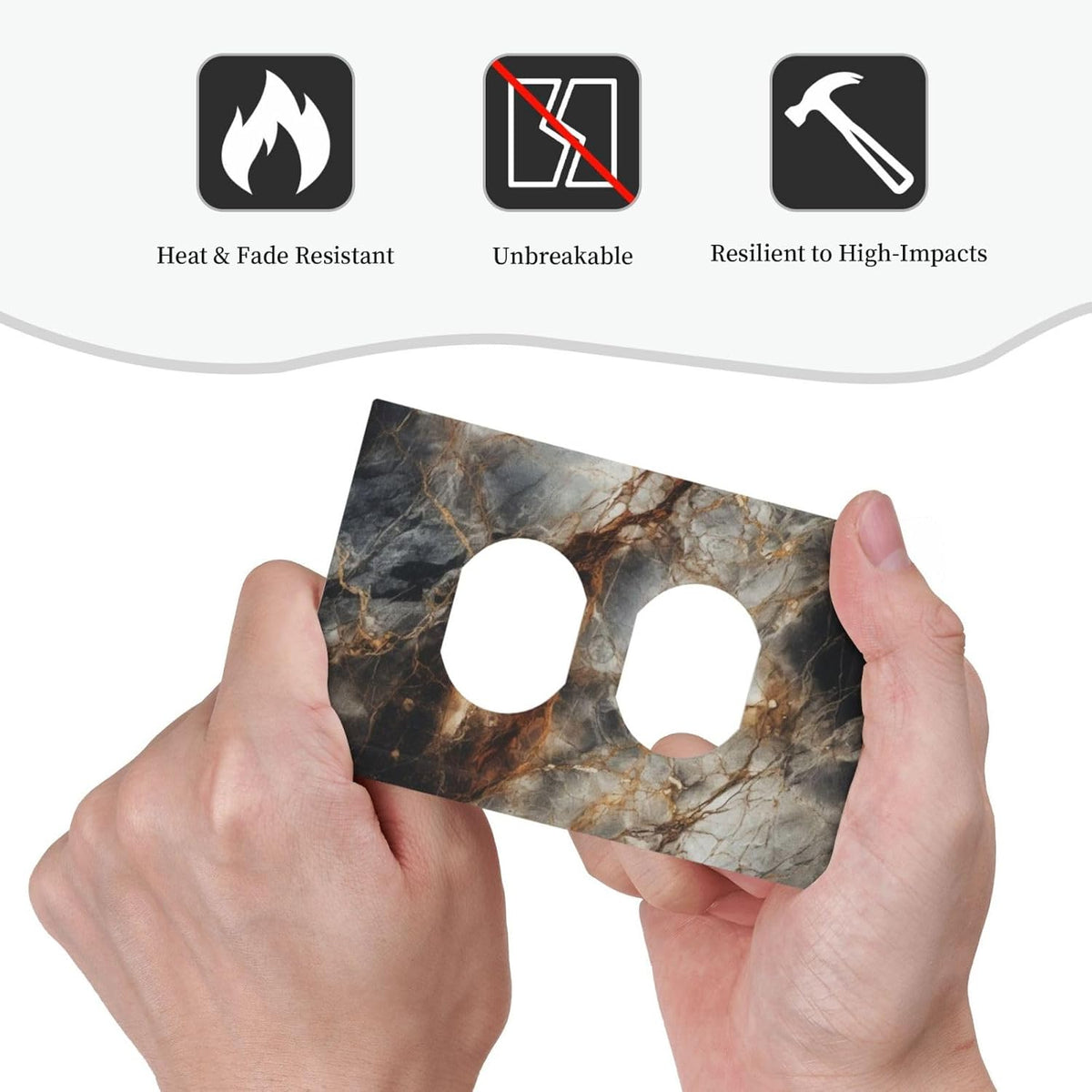 Brown Marble Granite Golden Lines Print Outlet Covers 1 Gang Duplex Light Switch Cover Decorative