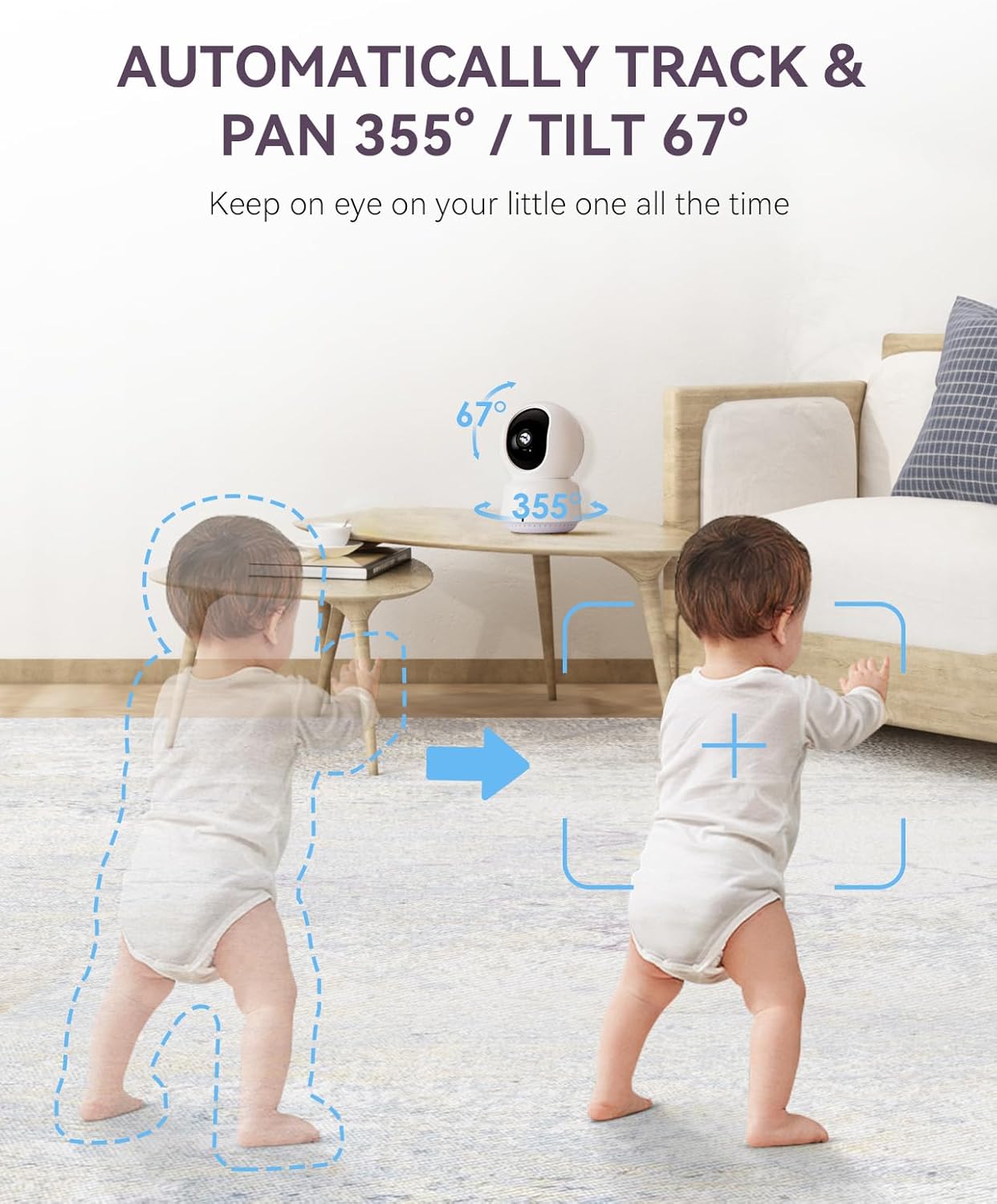 Smart WiFi Baby Monitor - 5" 1080P Split Screen & 2K Camera App Control, Motion Alerts, Sound