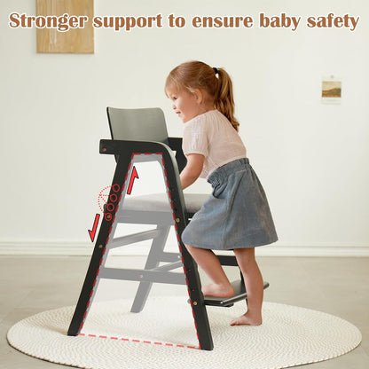 Solid Wood high Chairs for Toddlers,High Chair Grows with Kid for Dining, Study Chair for Children