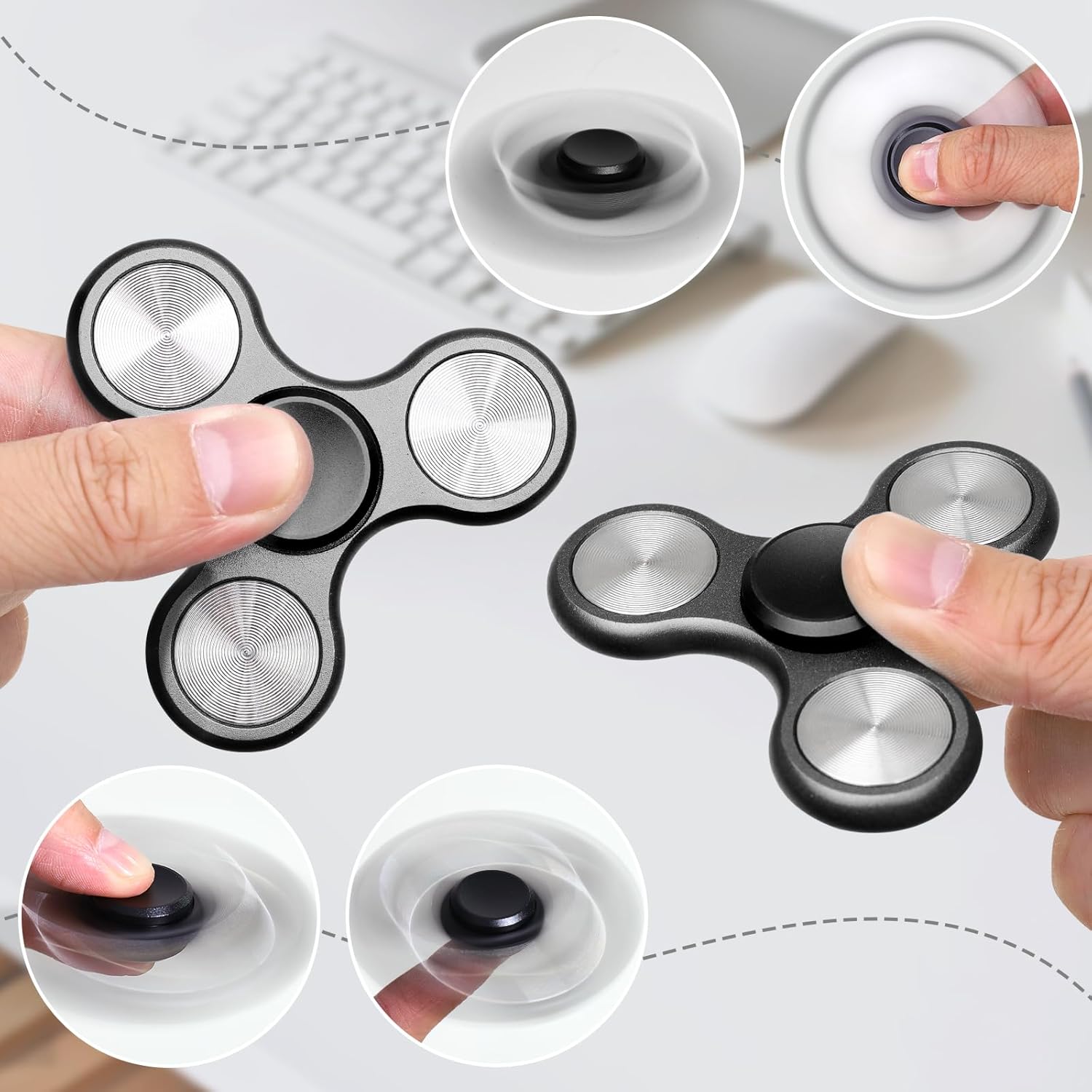 Metal Fidget Spinner for Adults, Silent Sensory Fidget Toys Adults Hand Spinners for ADHD Anxiety