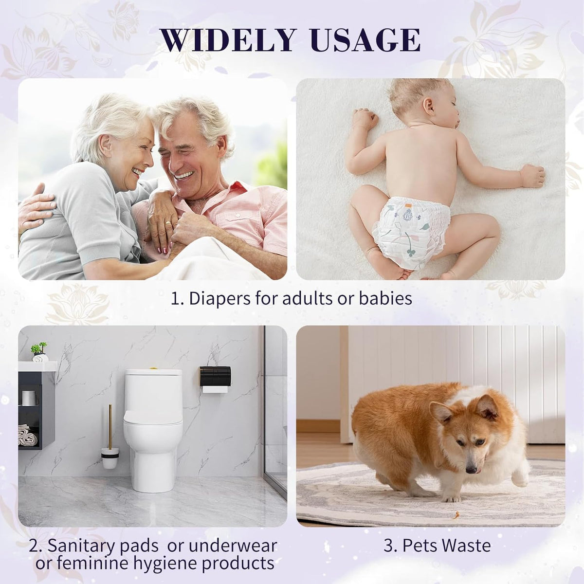 Large Adult Diaper Disposal Bags (18?™’x23?™â€?,96 Pcs, Scented, Elderly Waste Disposal, Baby