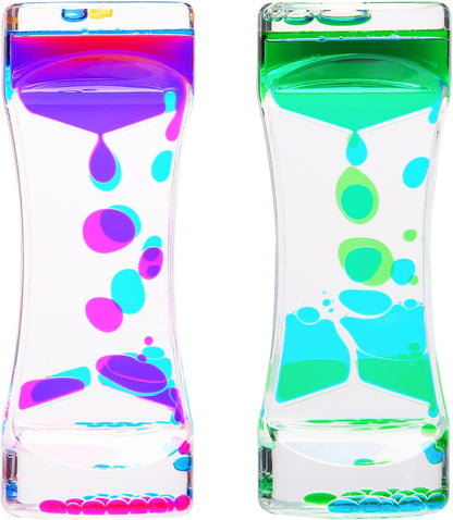 Liquid Motion Bubbler Timer 2Pack Sensory Toy for Relaxation,Liquid Motion Timer Toy Floating Color