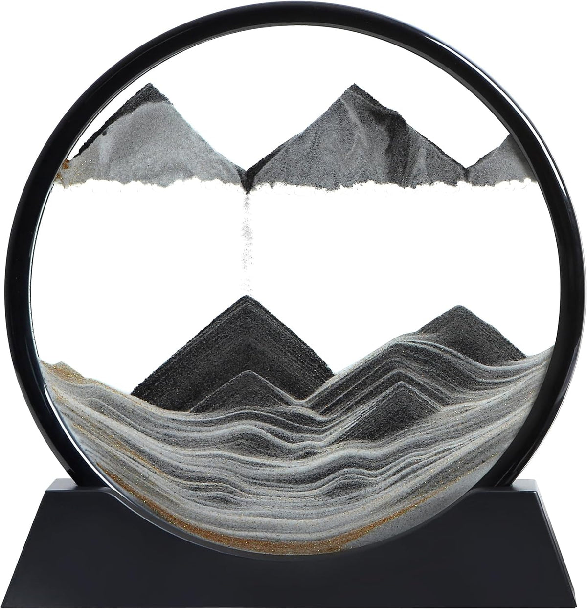 KPNUWN Moving Sand Art Liquid Motion, 3D Deep Sea Sandscape Color Quicksand Decor, Round Glass