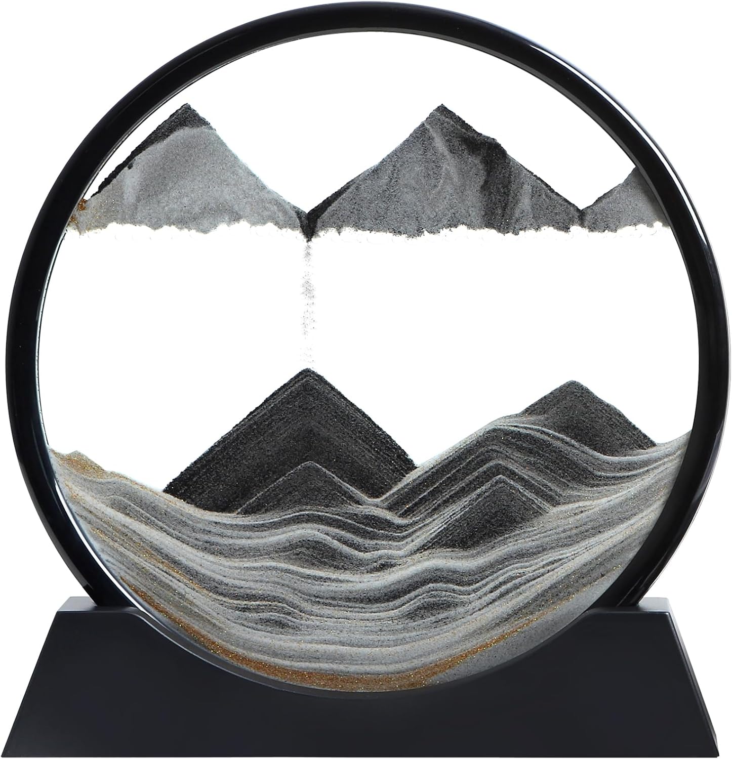 KPNUWN Moving Sand Art Liquid Motion, 3D Deep Sea Sandscape Color Quicksand Decor, Round Glass