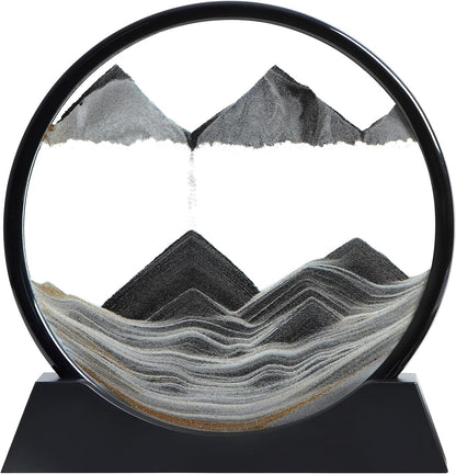 KPNUWN Moving Sand Art Liquid Motion, 3D Deep Sea Sandscape Color Quicksand Decor, Round Glass