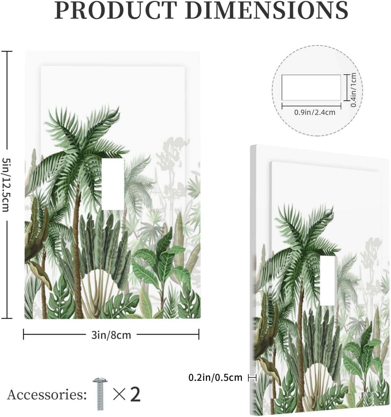Palm Tree Banana Leaf Green Rainforest Natural Landscape Decorative Light Switch Cover 1 Gang