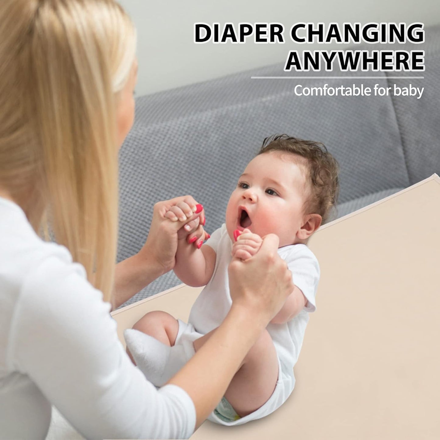 Vegan Leather Baby Changing Mat - Wipeable Portable Changing Pad, Foldable Travel Changing Mat for
