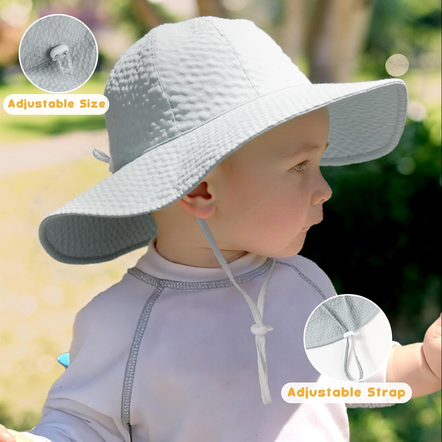 HONGTEYA Baby Sun Hat Toddler Girl Beach Hat Adjustable Outdoor Summer Hat UPF 50+ Sun Protection