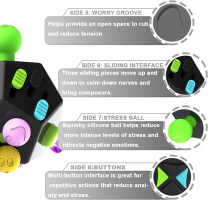 Fidget Dodecagon –12-Side Fidget Toys Cube Relieves Stress and Anxiety Anti Depression Cube for