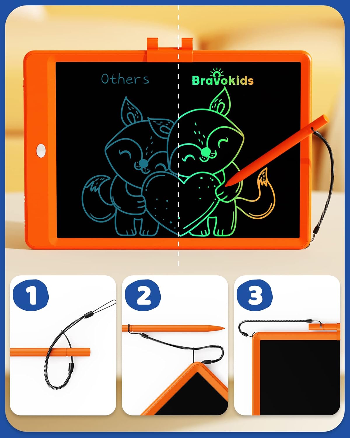 Bravokids LCD Writing Tablet for 3-8 Year Olds - 10 Inch Doodle Board Electronic Drawing Pad