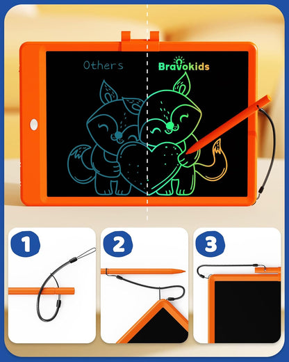 Bravokids LCD Writing Tablet for 3-8 Year Olds - 10 Inch Doodle Board Electronic Drawing Pad