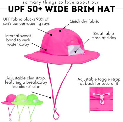 SwimZip Wide Brim Sun Hat | UPF 50+ Protection for Baby, Toddler, and Kids