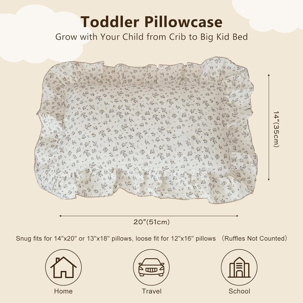 BuLuTu Gauze Muslin Pillow Cases for Toddler Girls Boys Soft Breathable Pillowcase Crib Size