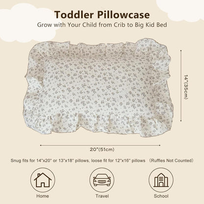 BuLuTu Gauze Muslin Pillow Cases for Toddler Girls Boys Soft Breathable Pillowcase Crib Size