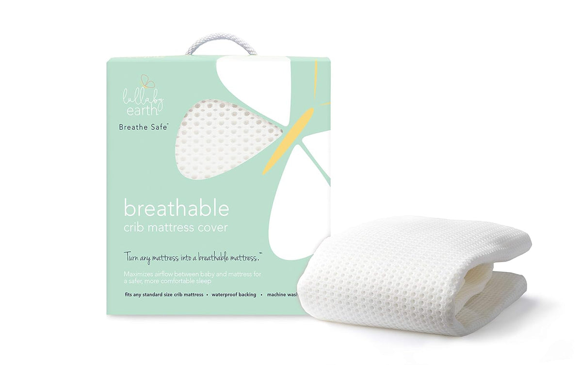 Lullaby Earth Breathe Safe Air Breathable Crib Mattress Pad, Removable Mattress Cover with