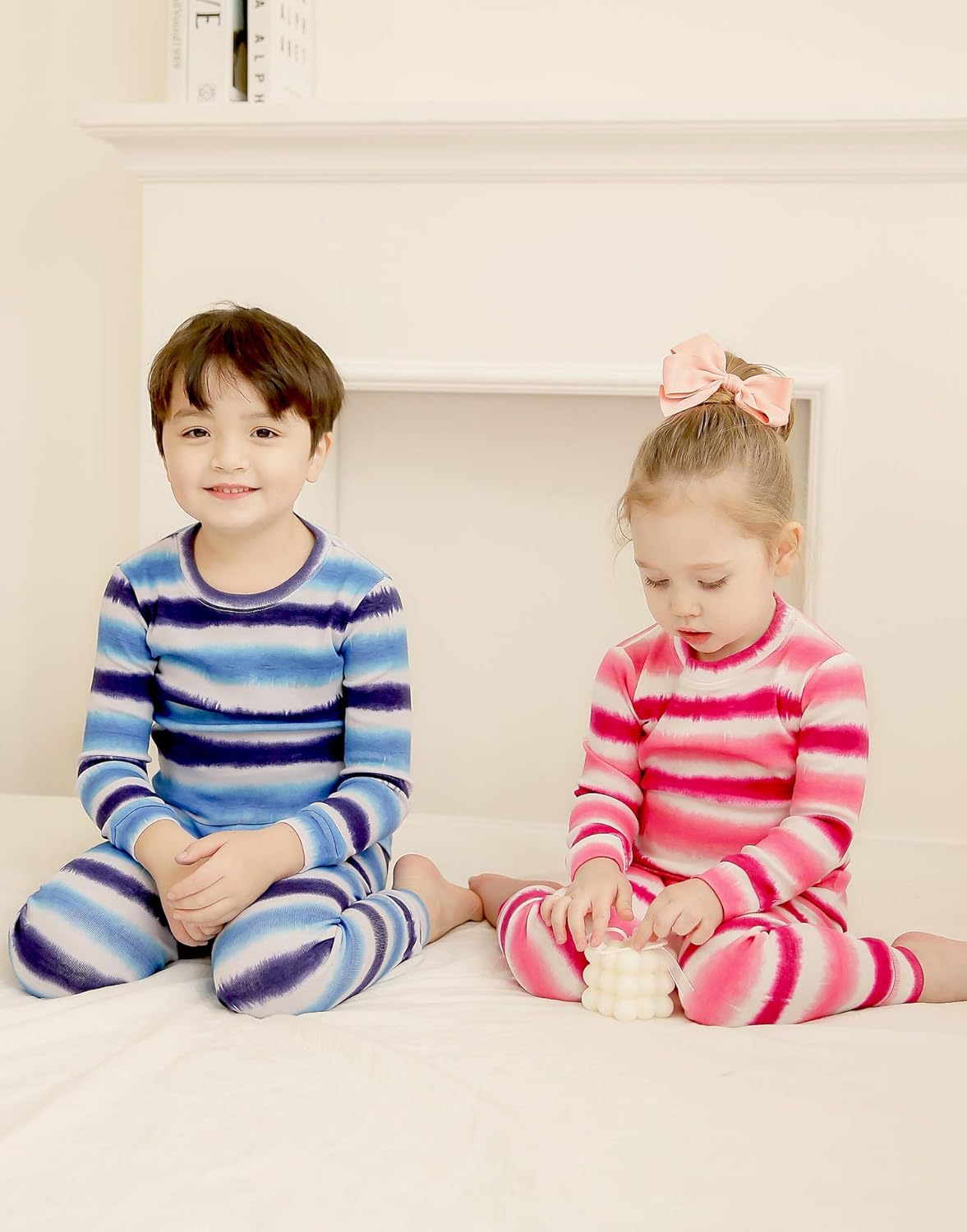 VAENAIT BABY 12M-12Y Toddler Kids Boys Girls 100% Cotton Marbling Tiedye Sung Fit Sleepwear Pajamas