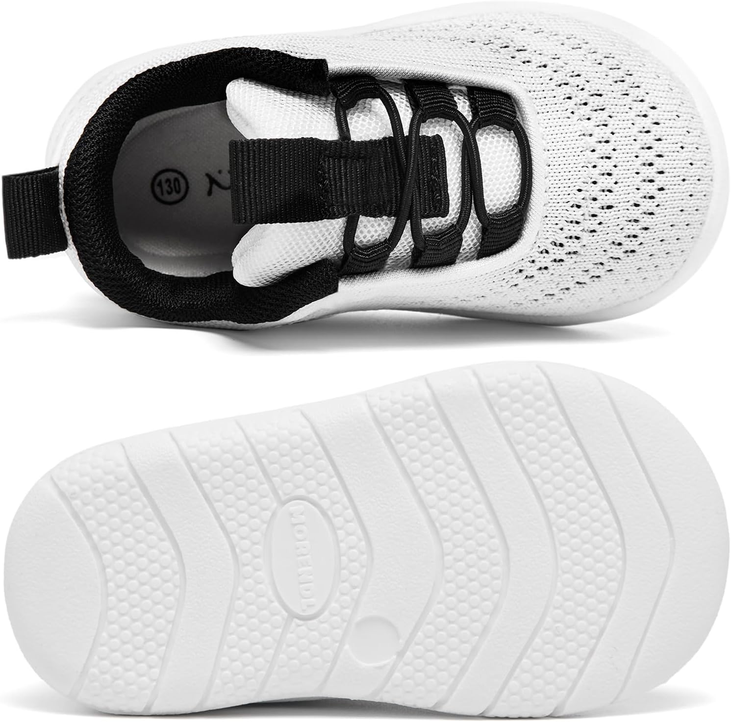 MORENDL Toddler Slip On Sneakers Baby Walking Shoes Non-Slip Breathable Unisex Pink Mesh Lace-Up