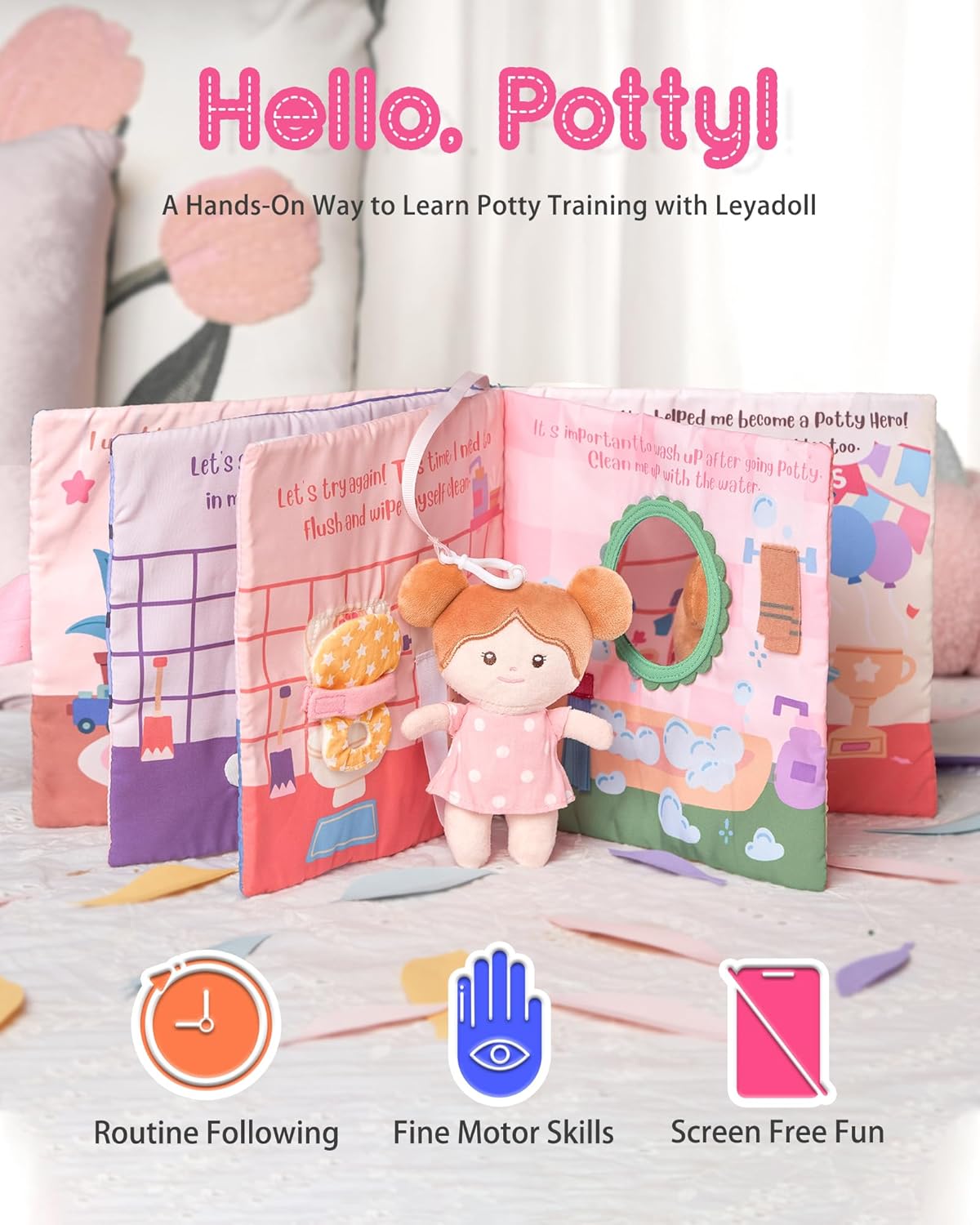 Interactive Sensory Soft Cloth Book, Educational Crinkle Quiet Activity Busy Book for