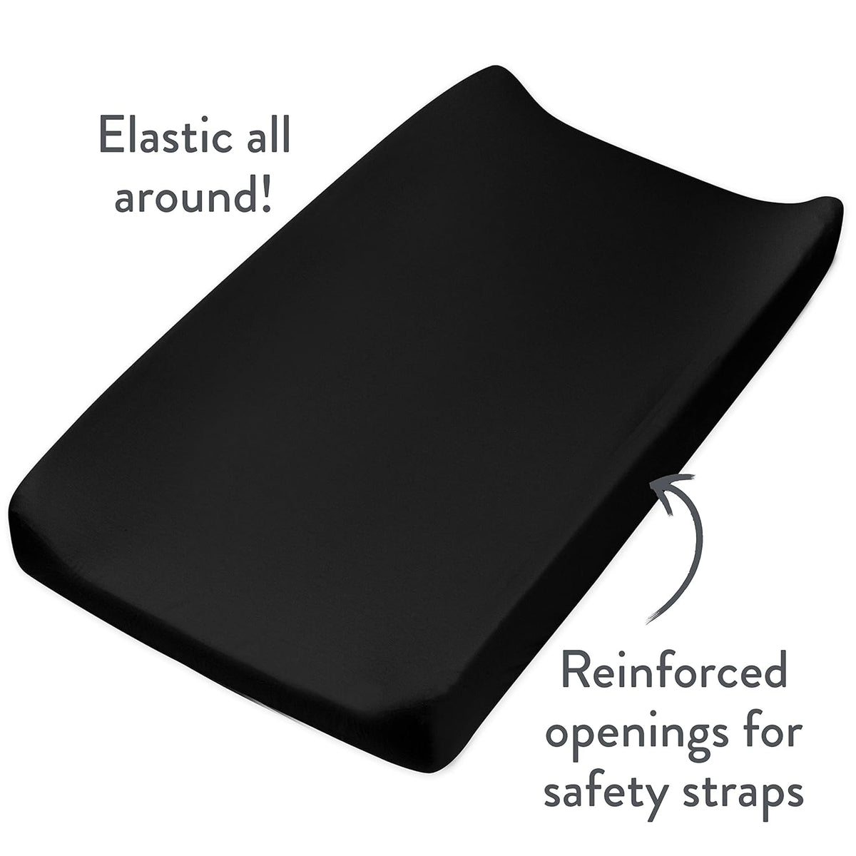 HonestBaby Boys Organic Cotton Changing Pad Cover, Black, One Size