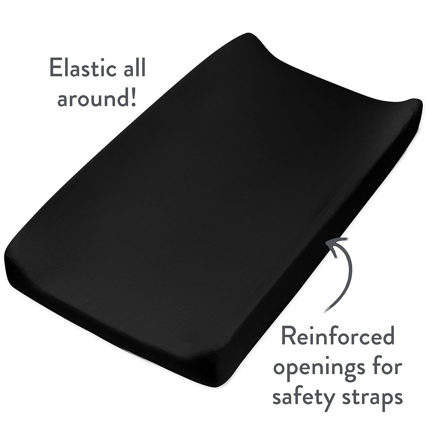 HonestBaby Boys Organic Cotton Changing Pad Cover, Black, One Size