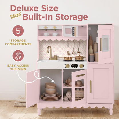 Best Choice Products Play Kitchen for Kids, Cottage Style Kids Kitchen Playset for Toddlers