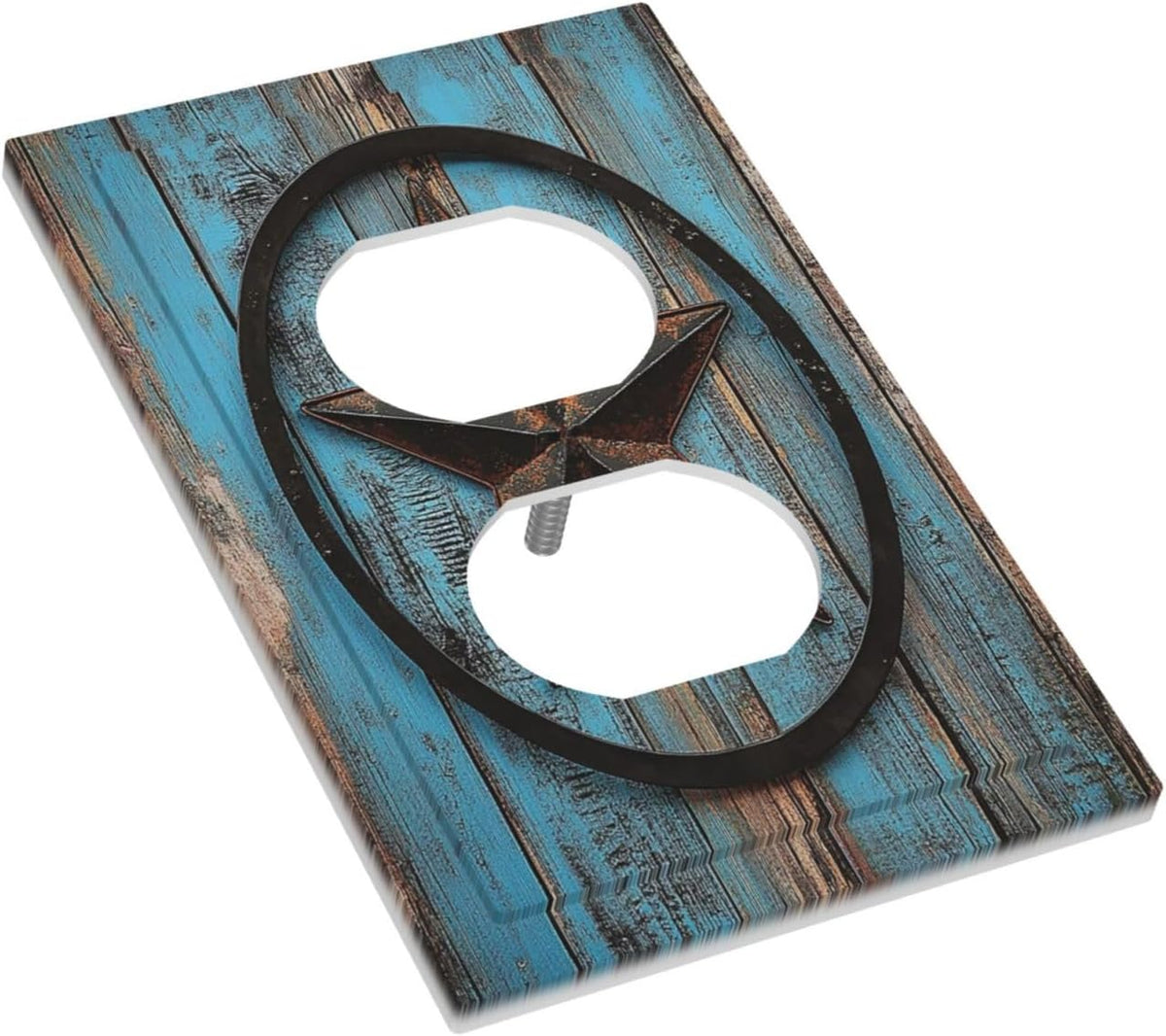 Outlet Covers Rustic Wood Country Barn Texas Star On Teal 1 Gang Duplex Light Switch Cover
