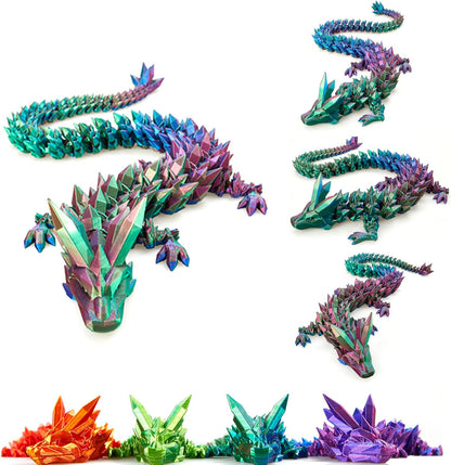 3D Printed Dragon, 3D Dragon,24 Inch 3D Printed Fidget Dragon, Bigger Fidget Crystal Dragon Toys