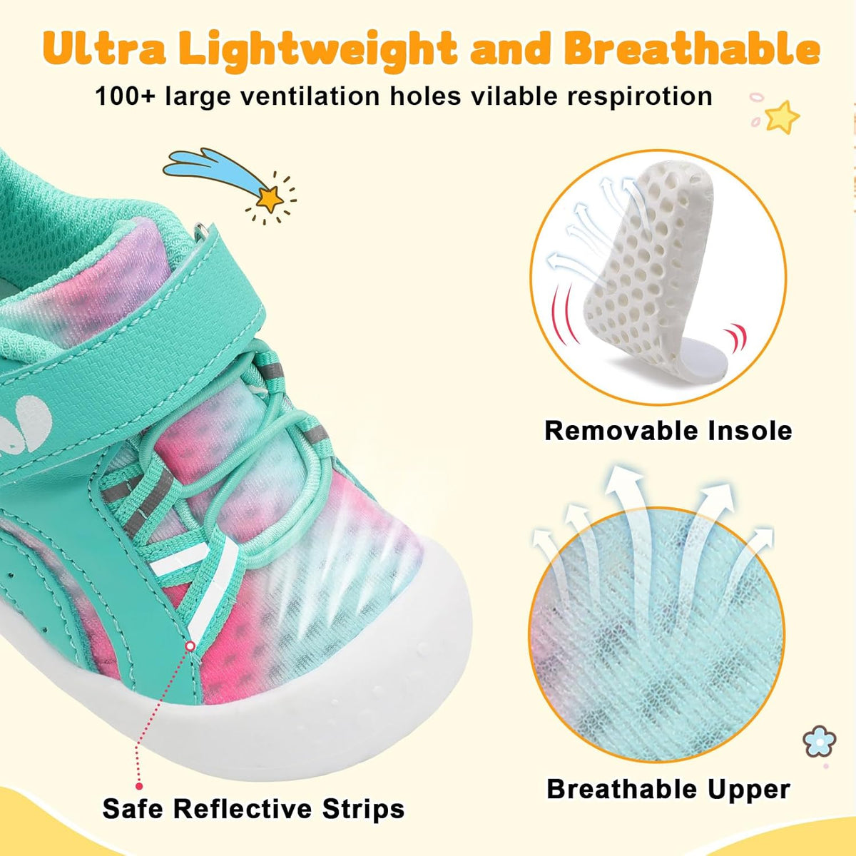 FEETCITY Wide Baby Shoes Boys Girls Baby Barefoot Shoes Breathable Infant Walking Shoe Crib Sock