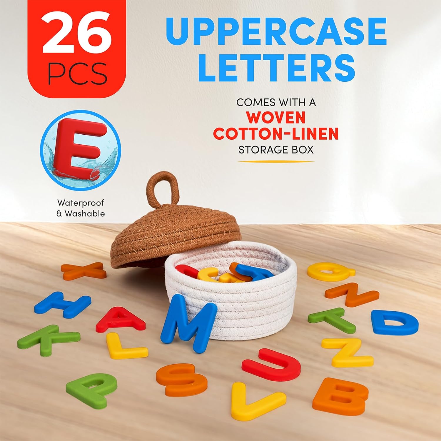JoyCat Silicone Alphabet Magnetic Letters, 26 Uppercase ABC Fridge Magnets for Toddlers 1-3 & Kids