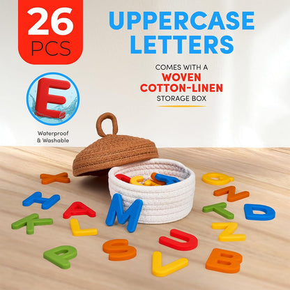 JoyCat Silicone Alphabet Magnetic Letters, 26 Uppercase ABC Fridge Magnets for Toddlers 1-3 & Kids