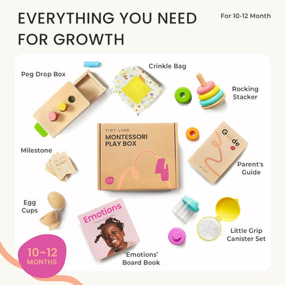 Tiny Land Montessori Toy Set for Babies 1 Year Old Thinker Play Kit- 5-in-1 Wooden Learning Toys