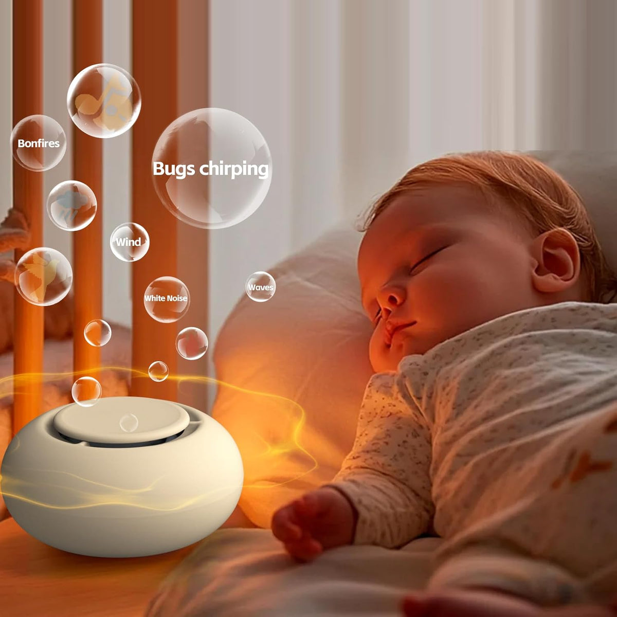 Portable Baby Sound Machine [White Noise for Babies Kids Adults][Sleep Soother][Timer Function][12