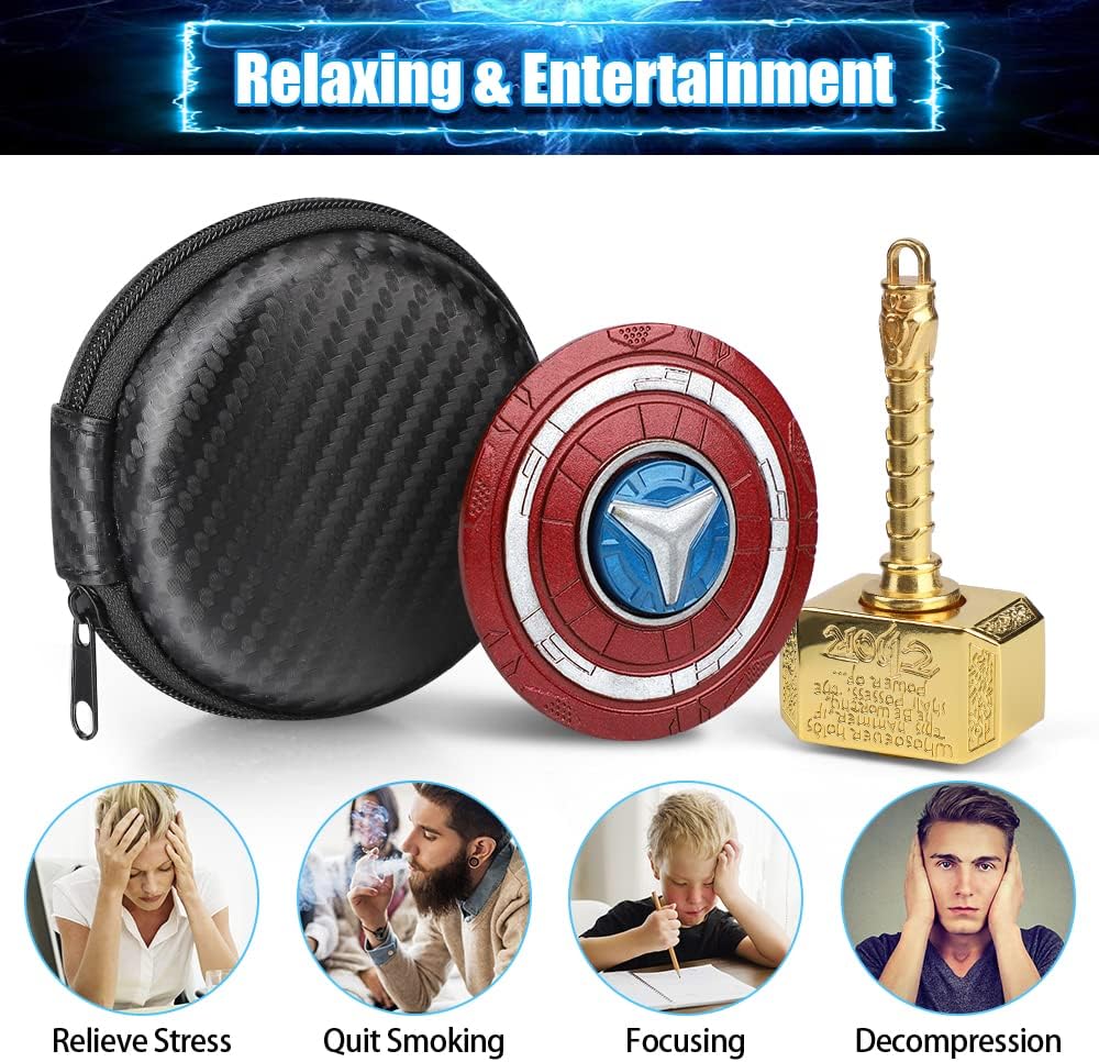 Transformable Fidget Spinner, Metal Hand Hammer Fidgit Chain Toy for Kids Adults, Cool Shield