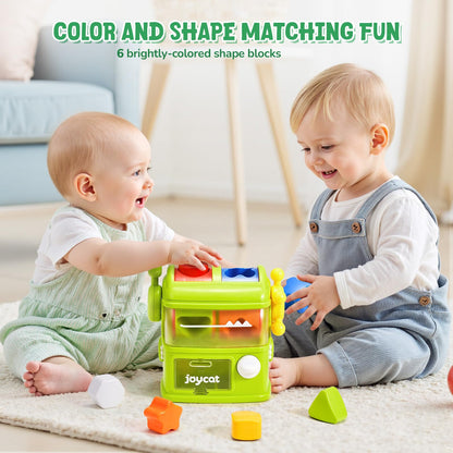 JoyCat Monster Eating The Shapes, Interactive Shape Sorter Toy for Toddlers 1-3, with 6 Rattle